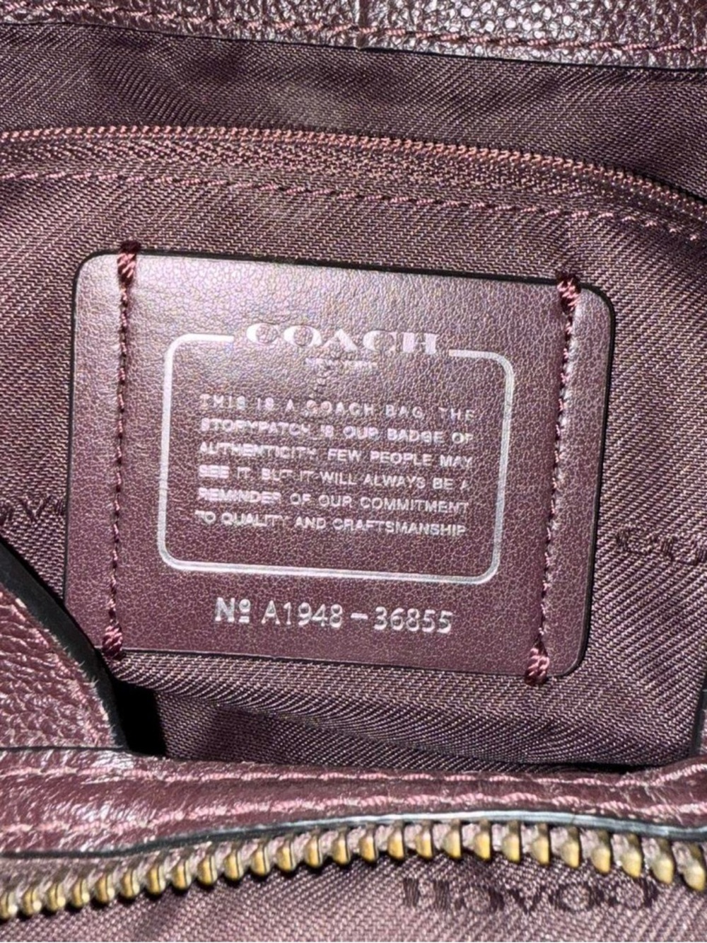 Coach Pebbled Leather Shoulder Bag in Plum with Chain Straps - Picture 8 of 8